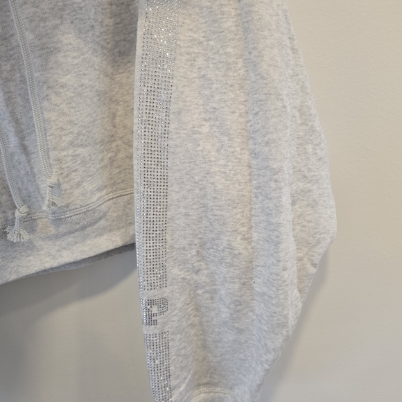 PINK Victoria's Secret Light Gray Hoodie With Rhinestones Size Xxl Nwt - Picture 4 of 8